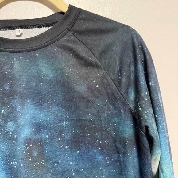 Galaxy Forest Long-Sleeve Shirt M Polyester & Spandex Space Print - Picture 3 of 6